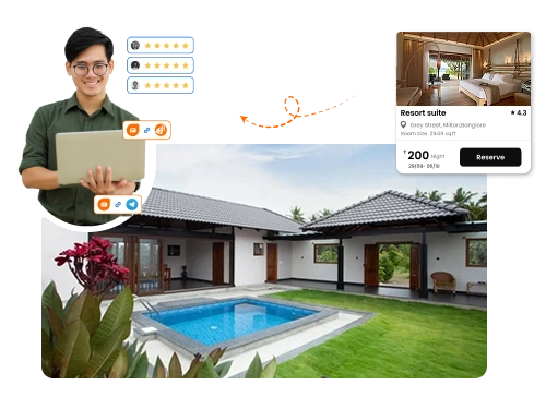 Automate bookings, payments, and guest services with our vacation rental software in Mysore.